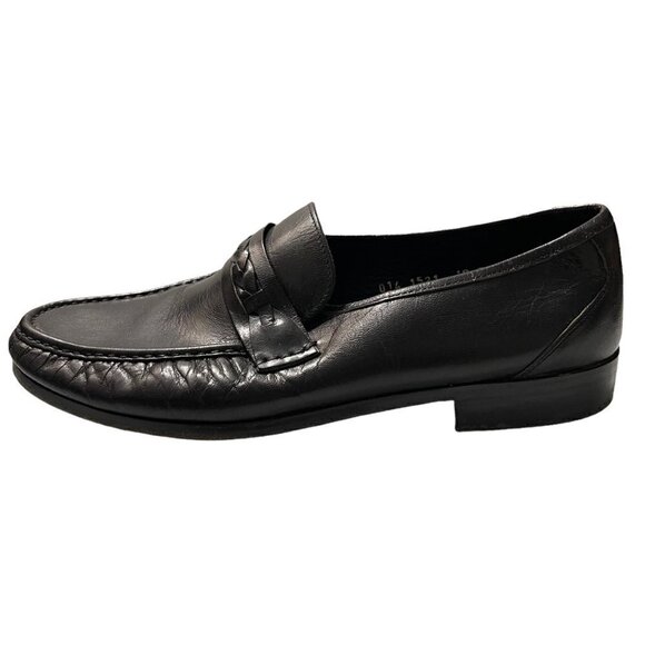 Towncraft Mens Black Leather Made In Italy Braided Loafer Shoes Size 10 EEE main image 5